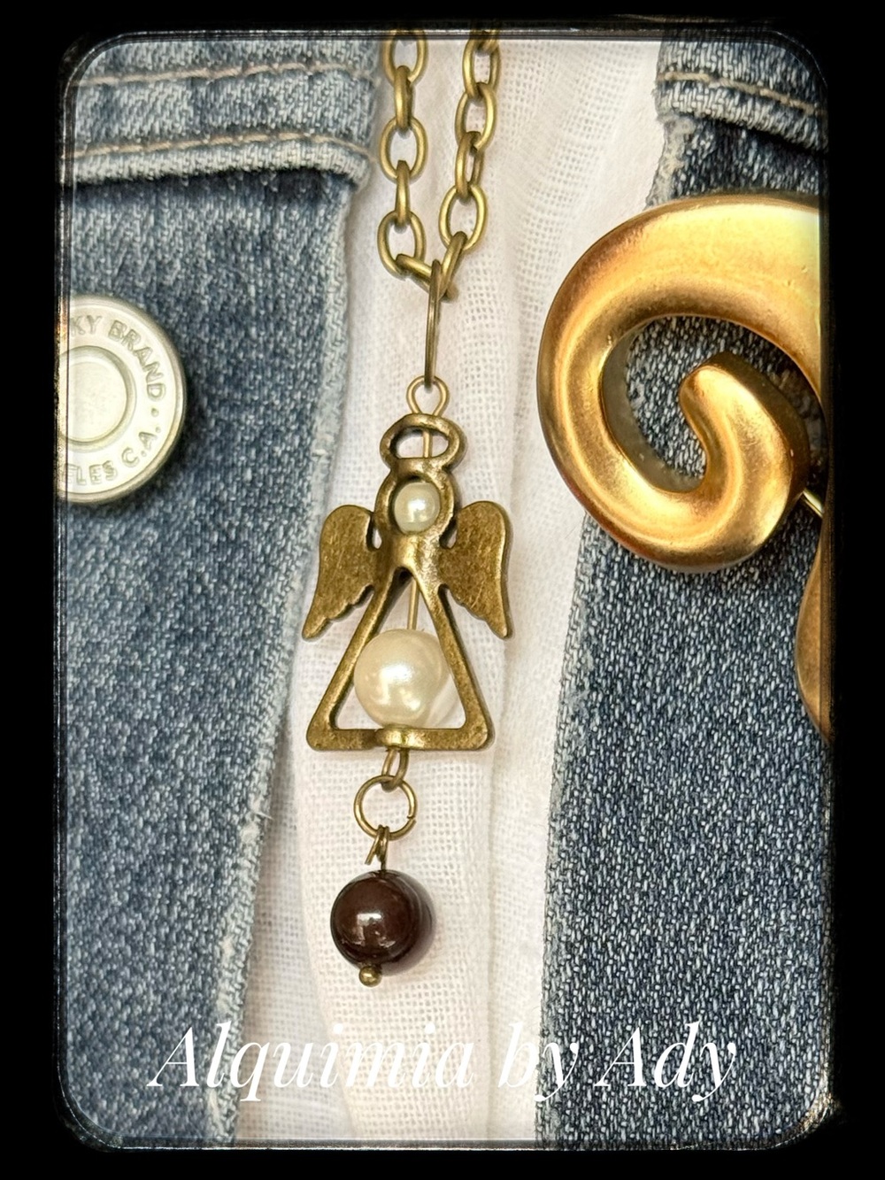 Angel + Tiger’s eye pendant necklace